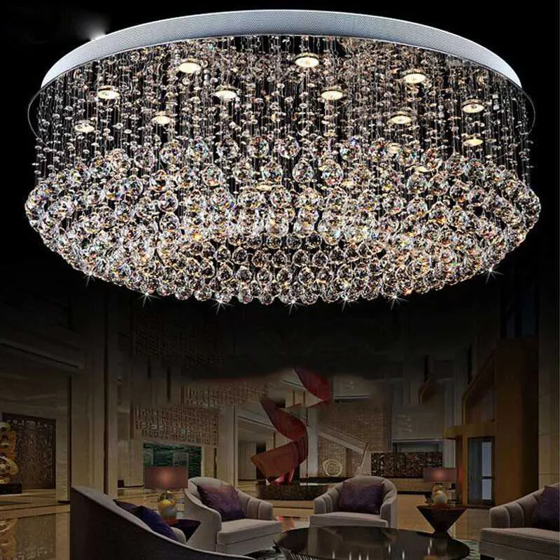 Hall light Chinese top grade K9 clear crystal chandelier living room light round led circular