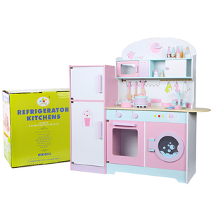 Juego de <span class=keywords><strong>Cocina</strong></span> Grande de <span class=keywords><strong>Madera</strong></span> Rosa, Juguete de <span class=keywords><strong>Cocina</strong></span> de <span class=keywords><strong>Madera</strong></span> con Refrigerador para Niños - Product Image 5
