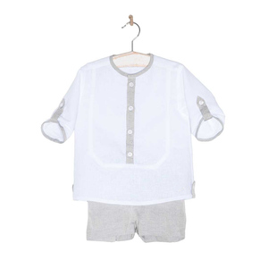 Guangzhou Fabricant Chemise en <span class=keywords><strong>lin</strong></span> blanc élégant pour garçons 40 ans Usine professionnelle de vêtements pour enfants personnalisés - Product Image 3