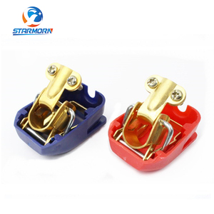 Abrazaderas de Terminal de Batería de Latón de Desconexión/Ruptura Rápida, con Cubierta Roja (+) y Azul (-) para Batería de Poste Superior (1 Par) - Product Image 2