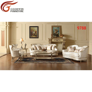 Eropa Royal Mewah <span class=keywords><strong>Sofa</strong></span> Kayu Solid Warna Emas Ruang Tamu Kain <span class=keywords><strong>Sofa</strong></span> Set 9788 - Product Image 1