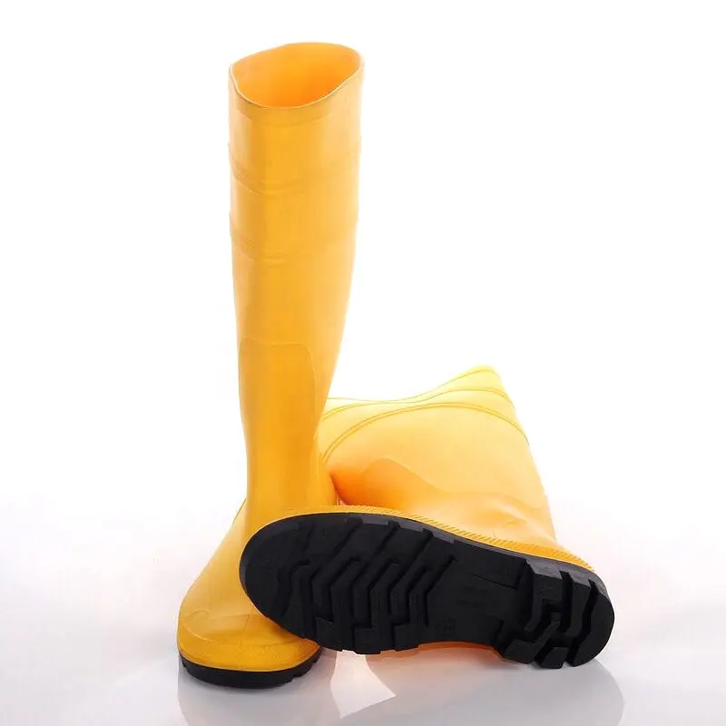 Botas de goma para lluvia de PVC, color amarillo, precio barato