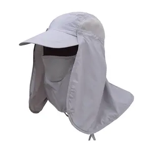 Seau extérieur Casquette de pêche Chapeau de protection solaire avec couvre-cou