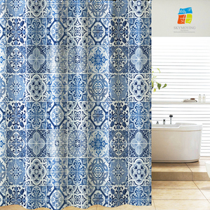 Dernier modèle de rideau de douche Peva Blue Tile Collection - Product Image 1