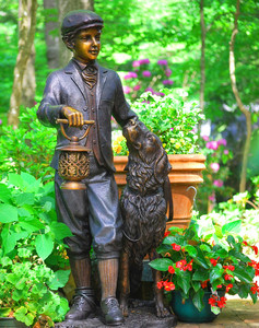Pregevole Fattura a Grandezza naturale Bronzo Ragazzo e il Cane Statua - Product Image 2