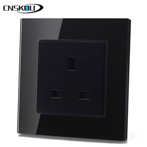 CNSKOU BS Standard 13A Black Tempered Crystal Glass Panel <strong>Single</strong> Wall <strong>Socket</strong> - Product Image 3