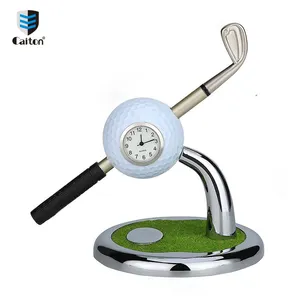 Venta caliente mini pluma de bola de golf y golf titular pluma con reloj para club de golf regalos