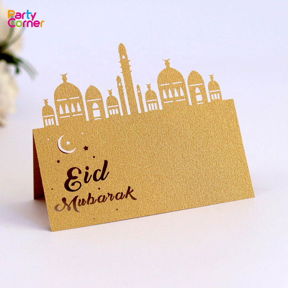Новинка 2021 г., декоративная настольная карта в мусульманском стиле, аксессуары для Рамадана, карточка с именем ИД Мубарак, Подарочная карточка