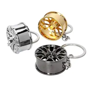 New Design Cool Luxury Metal Car Key Chain Key Ring Keychain Creative Wheel Hub Chain for Man Women Gift Car Accessories