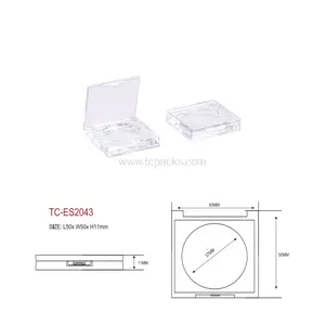 单层透明空方形紧凑型粉末空眼影盒腮红紧凑型包装