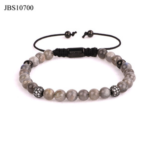 Noleggiando gioielli di nuovo Design di alta qualità perle di pietre preziose naturali Custom inciso Logo CZ palla macramè <span class=keywords><strong>bracciale</strong></span> per le donne - Product Image 6