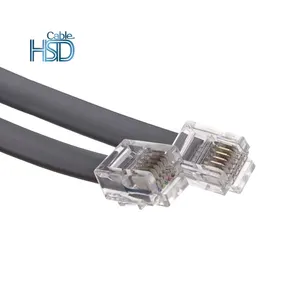 24AWG RJ12 Kabel Patch Telepon 6P6C, Kabel Modular Lurus Multi Core dengan Kepala Kristal Dalam Ruangan