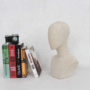 Cabeza <span class=keywords><strong>de</strong></span> Maniquí <span class=keywords><strong>de</strong></span> bloque femenino cubierto <span class=keywords><strong>de</strong></span> lona <span class=keywords><strong>de</strong></span> tela Vintage personalizada barata para <span class=keywords><strong>pelucas</strong></span> bufanda exhibición <span class=keywords><strong>de</strong></span> moda - Product Image 3
