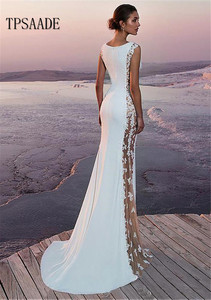 Elegante <span class=keywords><strong>Abito</strong></span> da <span class=keywords><strong>Sposa</strong></span> a Sirena con Applicazioni in Pizzo e Scollatura a Barca 2025 WF521 - Product Image 3