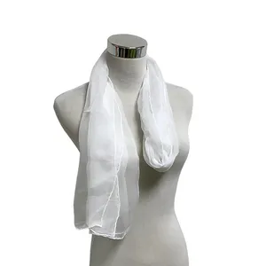 3.5毫米白色丝绸纱布织物丝绸雪纺围巾白色