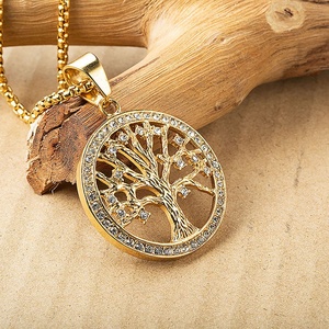 <span class=keywords><strong>Promo</strong></span>-collar de acero inoxidable con colgante de árbol familiar, joyería de árbol familiar, Cz, estilo europeo y americano - Product Image 5