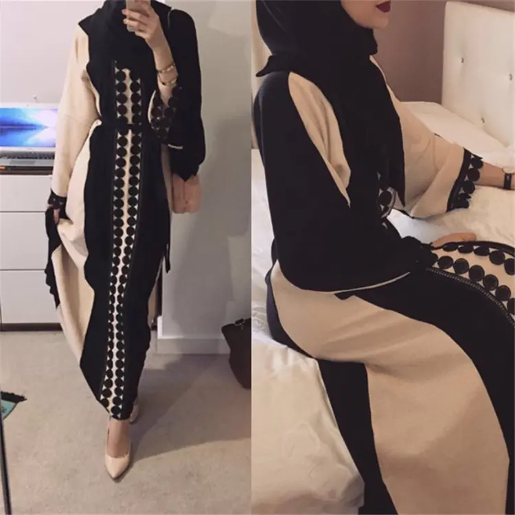 Yeni tasarım 2019 profesyonel kadınlar Abaya uzun kollu özel renk İslam Abaya elbise