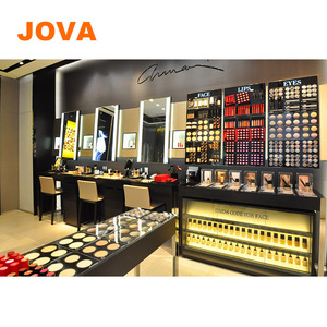 Vitrine de présentation en verre pour cosmétiques en or, étagère de magasin, présentoir de cosmétiques en bois <span class=keywords><strong>Loreal</strong></span> Mac - Product Image 4