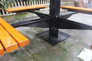 Gavin Outdoor Metal <strong>Table</strong> with Wood Slats Garden <strong>Table</strong> <strong>Bench</strong> <strong>Sets</strong> - Product Image 4