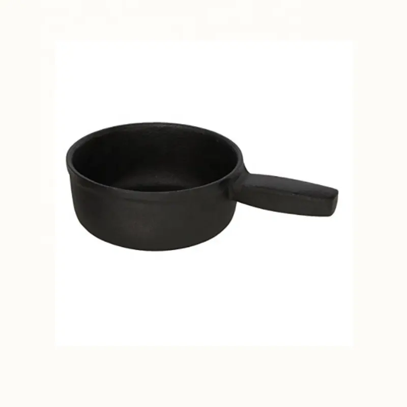 Cast Iron Fondue Pot with Handle, Black