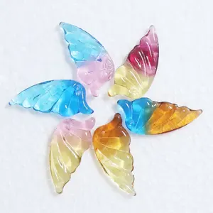 Pretty Fairy Butterfly Wings Wholesale White sail shape Murano Glass Crystal Necklace Point Pendant