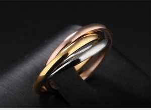Classical Three <strong>Rings</strong> 2018 New Fashion Stainless Steel 14k Dichromatic Gold High Polish Rolling <strong>Split</strong> <strong>Ring</strong> for Men&amp;women - Product Image 2