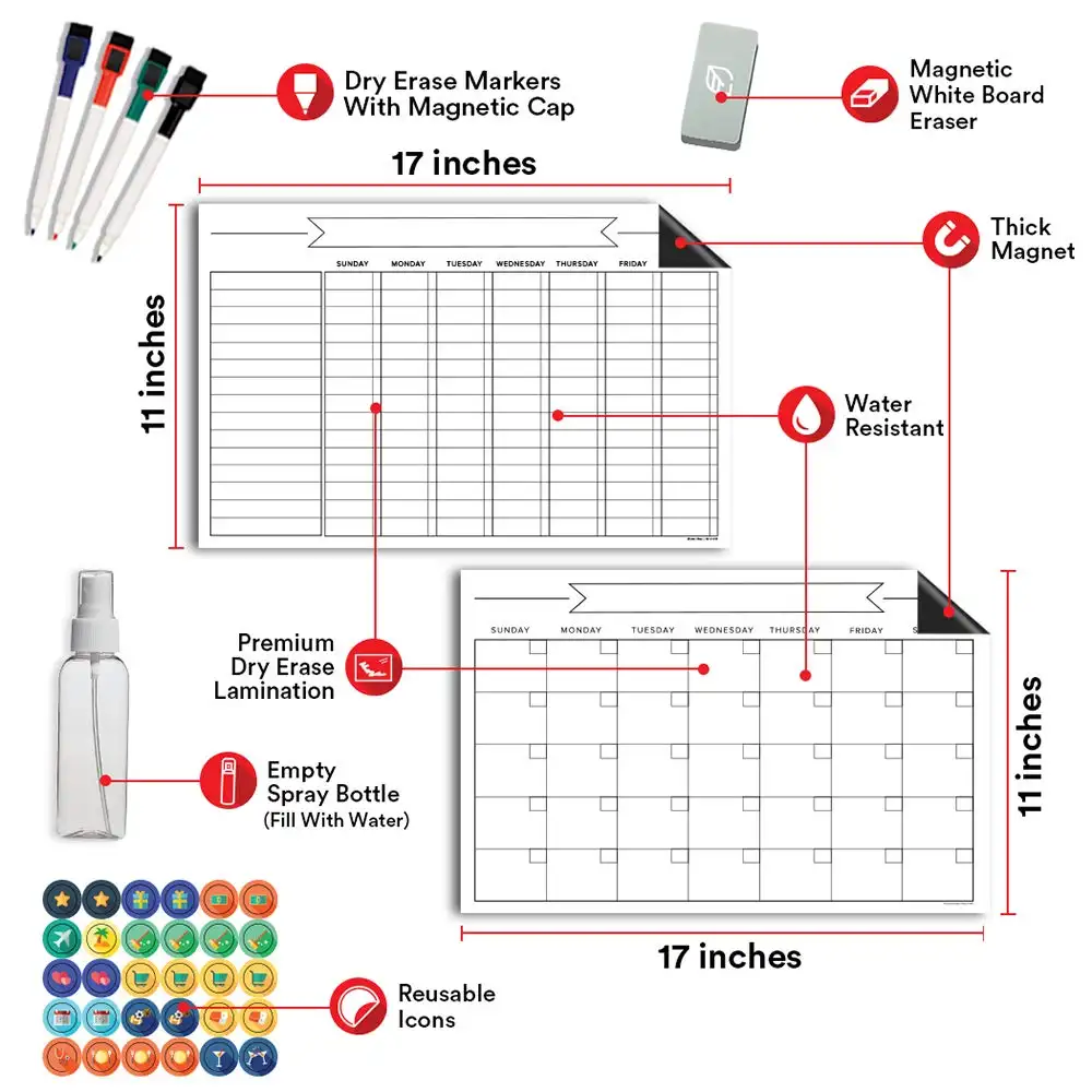 2023 Hot Sale Dry Erase Board Magnetic Whiteboard Chore Chart