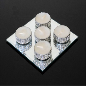 Bougeoirs <span class=keywords><strong>en</strong></span> <span class=keywords><strong>verre</strong></span> de haute qualité pour décoration romantique, plats de bougies, miroirs ronds - Product Image 5