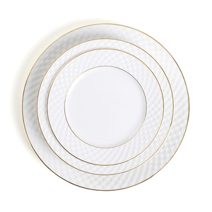 18 pièces De Luxe en <span class=keywords><strong>or</strong></span> blanc en relief en porcelaine assiettes vaisselle ensemble - Product Image 1