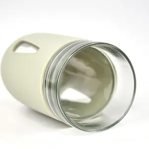Yeni tasarım silikon kollu borosilikat cam kahve kupaları özel logo