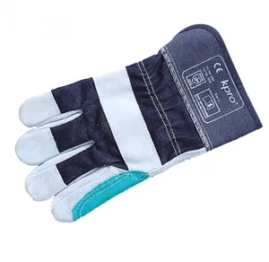 Guantes de lona de piel de vaca, resistentes, reforzados, para trabajo