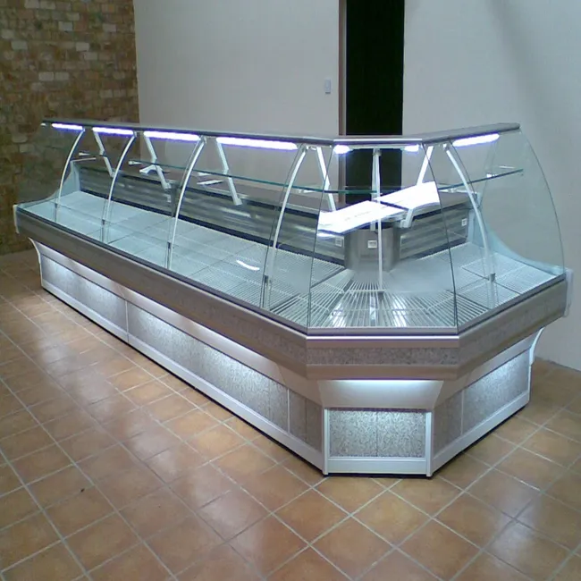 New design Round Shape Open Type Meat/Fish Display Fridge Serve Over Counter for Sale