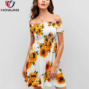 Vacaciones <span class=keywords><strong>de</strong></span> verano <span class=keywords><strong>de</strong></span> la muchacha al por mayor Smocked <span class=keywords><strong>de</strong></span> <span class=keywords><strong>girasol</strong></span> vestido - Product Image 1