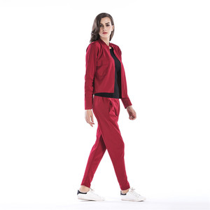 OEM ODM manga larga de Color sólido Chaqueta corta pantalones Sexy de dos piezas pantalones conjunto de ropa de las mujeres - Product Image 3
