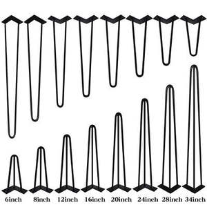 Großhandel DIY Schweißen Individuelle höhe <span class=keywords><strong>2</strong></span> stange 3 stange Schwarz 8/12/16/18/ 22/28 zoll Metall 4 x Haarnadel Tisch Beine - Product Image 2
