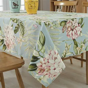 Nappe de table rectangulaire en lin de coton de restaurant nappe imprimée de fleurs pour la décoration de dîner