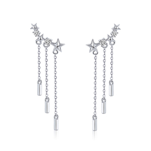 Qings Long <strong>Earrings</strong> 925 Sterling <strong>Silver</strong> Zircon <strong>Chain</strong> <strong>Earrings</strong> With High Quality - Product Image 1