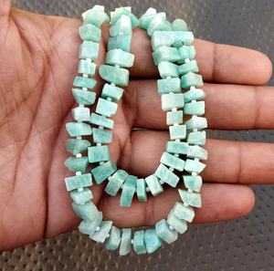 หินอเมซอนธรรมชาติคุณภาพสูง1เส้นอัญมณีสีเขียวไม่ผ่านการบำบัดเครื่องประดับทำมือกับศูนย์เจาะ8มม. โดยตรงตัวแทนจำหน่าย - Product Image 6