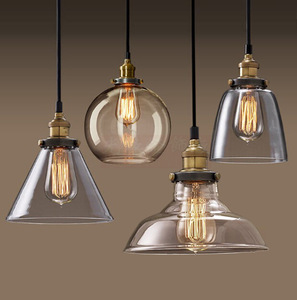 JYLIGHTING lampada a sospensione americana vintage decorativa per la casa illuminazione a conchiglia in vetro