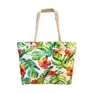 กระเป๋าโท้ทขนาดใหญ่,กระเป๋าชายหาดพิมพ์ลายเขตร้อนกำหนดได้เอง - Product Image 1