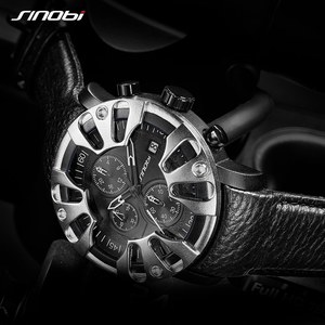 Reloj de Lujo de Marca Superior SINOBI, Diseño Creativo, Relojes Deportivos, Relojes de Cuarzo Resistentes para Hombre con Correas de Cuero S9760G - Product Image 6