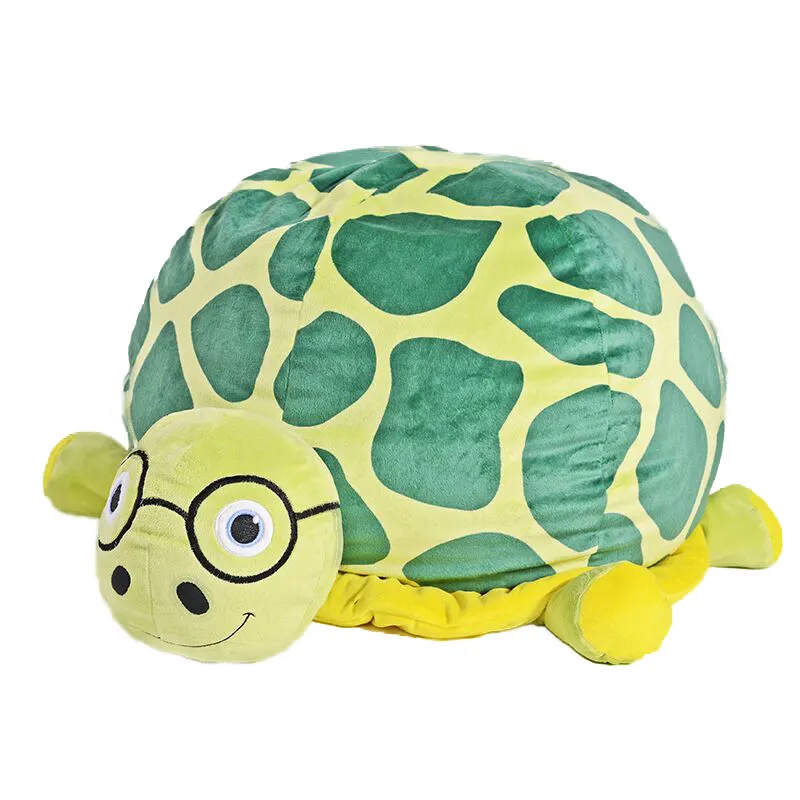 Vente en gros de jolis sacs de fèves personnalisés de style animal pouf de chaise en forme de tortue pour les enfants