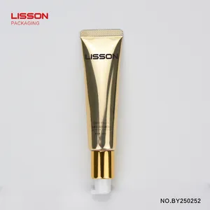 D25 40ml Goldene luxus kosmetische airless pumpe rohr für foundation/gesicht lotion/serum mit klar kappe