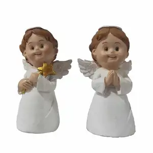 การออกแบบที่กำหนดเองน่ารัก mini handmade ตกแต่งคริสต์มาสของขวัญเรซิ่น Angel Figurine