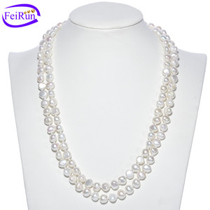 FEIRUN venta al por mayor chino 9-10mm Pepita 47 ''largo AA collar de perlas barrocas naturales de agua dulce - Product Image 1