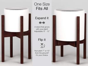 Bán Buôn Giữa Thế Kỷ Tre Gỗ Nhà Máy Đứng Trong Nhà Có Thể Điều Chỉnh Chủ Cho Chậu Hoa & Planters Đen Gỗ Óc Chó Tre Tối - Product Image 5