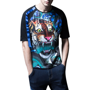 Los hombres <span class=keywords><strong>manga</strong></span> raglán negro con cinta impreso Tigre moda <span class=keywords><strong>rock</strong></span> t camisa - Product Image 2