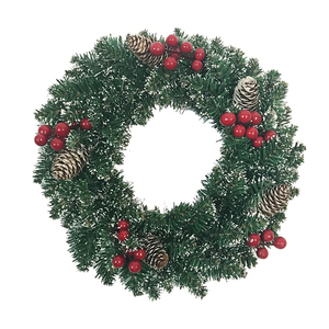 Single home supermarket Pvc Red berries wreath Christmas decorative - Product Image 1