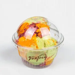 8Oz Rõ Ràng Ly Nhựa Cho Ice Cream Tráng Miệng Ly Snack Bowl Với Dome Có Nắp Đậy Không Có Lỗ