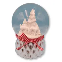 קרמיקה כסף כרום מצופה בסיס שלג לבן עגול שלג גלוב עם צבי חג המולד עץ